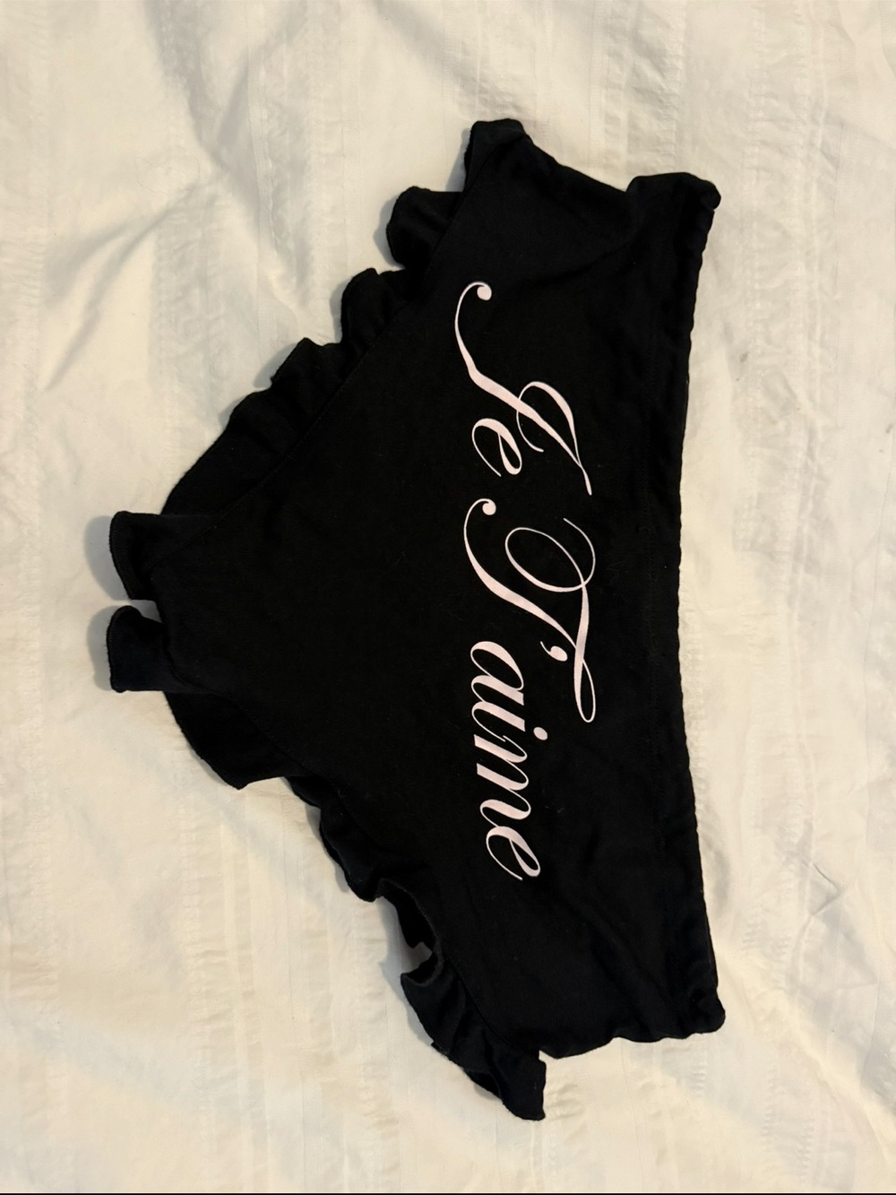 Wildfox Black Hipster Panty with Pale Pink 'Je T'aime' Script